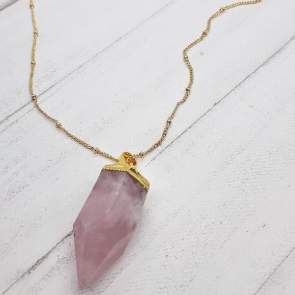 SALE Rose Quartz point necklace - Picture 4 of 5